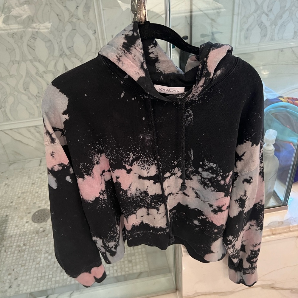 DAYDREAMER black and pastel tie dye hoodie size medium